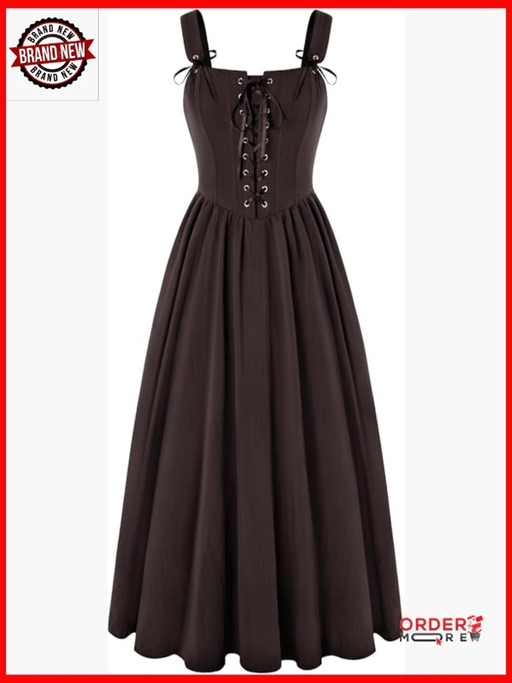 Renaissance Dress Lace Up Corset Bodice Sleeveless Long Medieval Costume